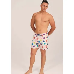 BAÑADOR ESTAMPADO LARGO BLANCO LUNARES