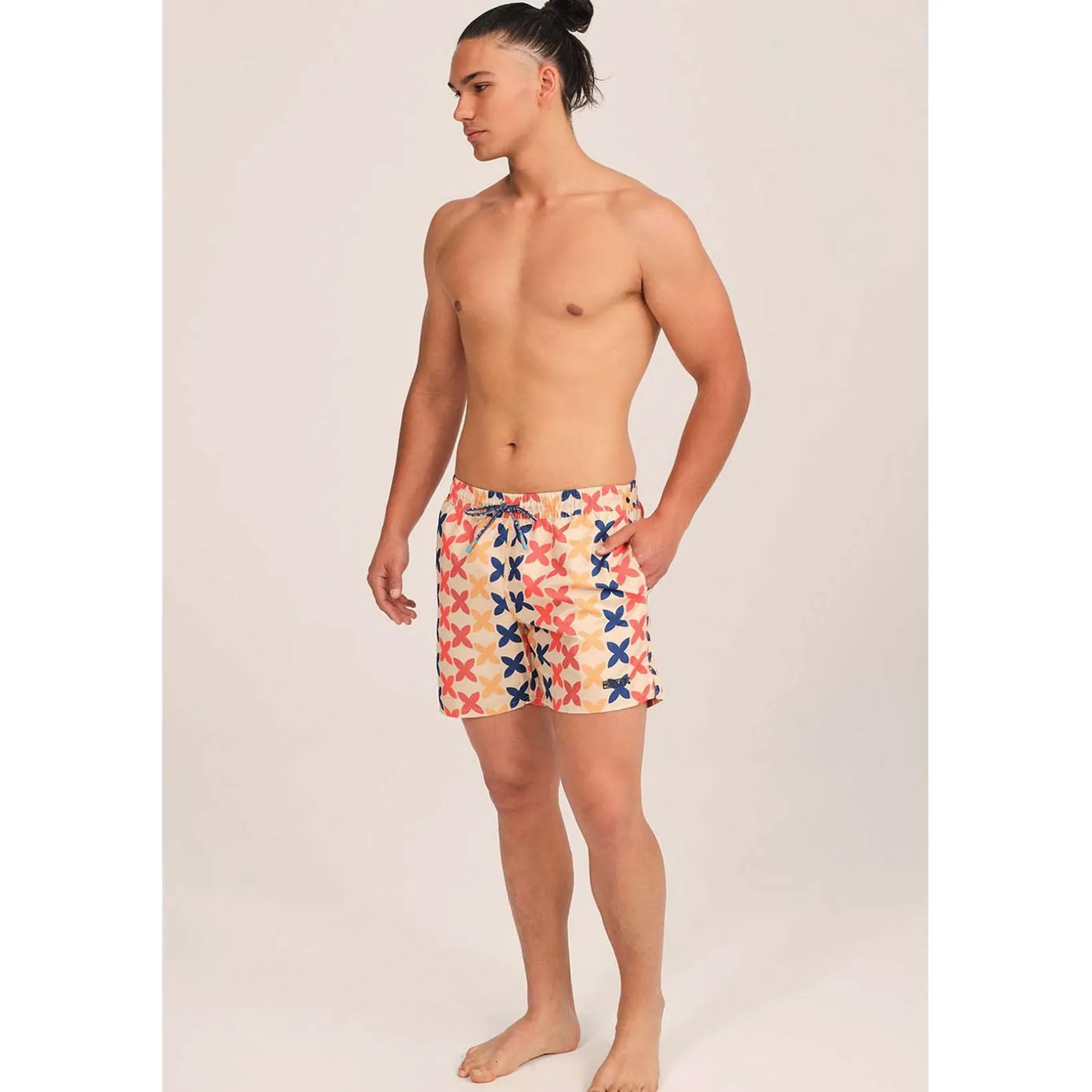BAÑADOR HOMBRE ESTAMPADO LARGO NARANJA