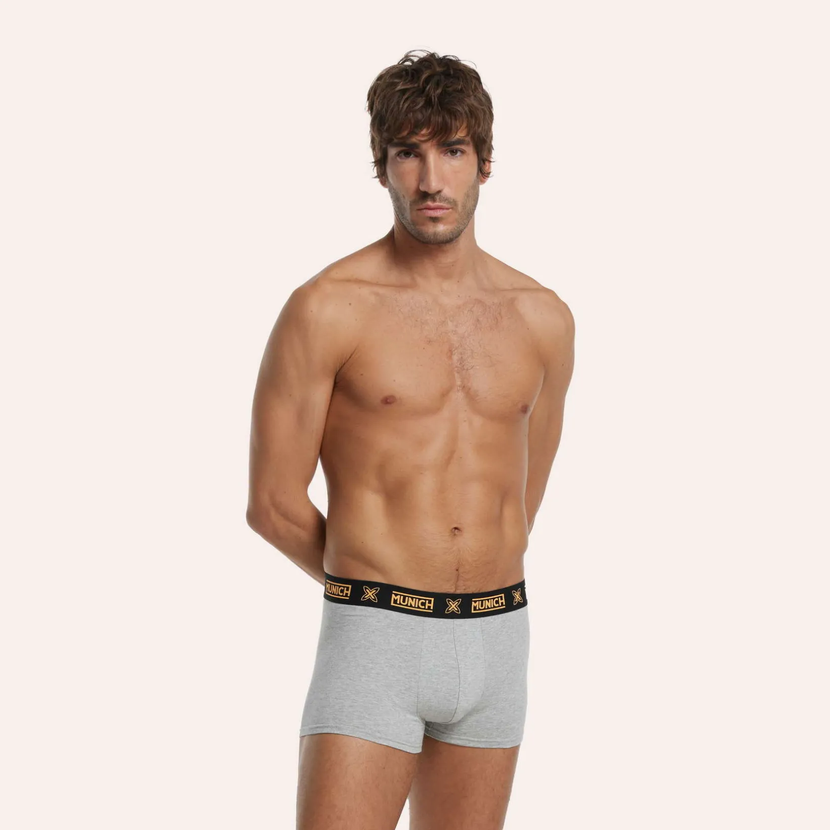 Calzonzillos MUNICH boxer de algodón-eslastano gris