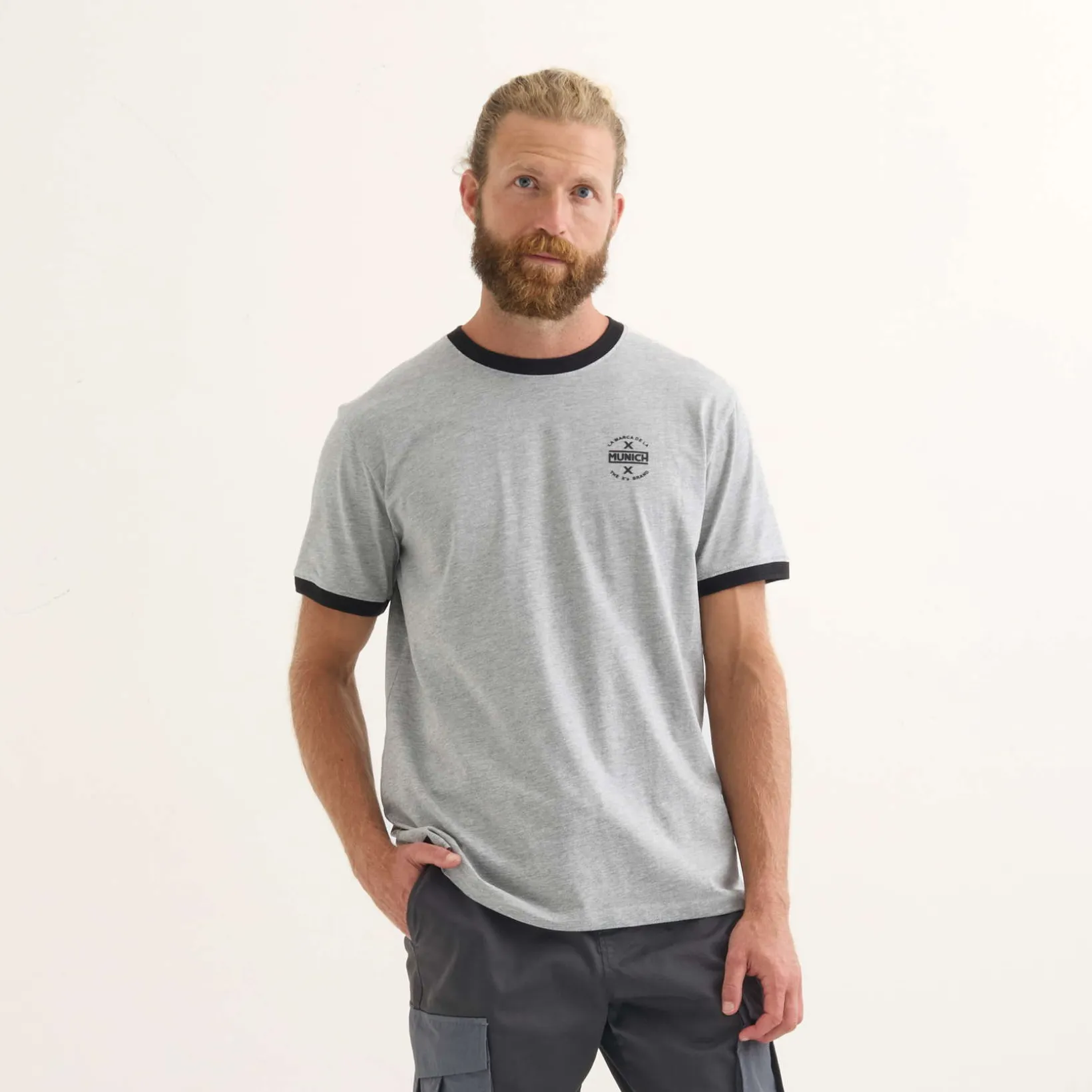 Camiseta MUNICH Goal lifestyle hombre de algodón-viscosa gris