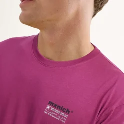 Camiseta MUNICH ollie streetwear hombre de algodón orgánico fucsia