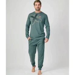 Pijama MUNICH hombre dos piezas de algodón verde.