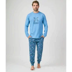 Pijama MUNICH hombre dos piezas de algodón azul