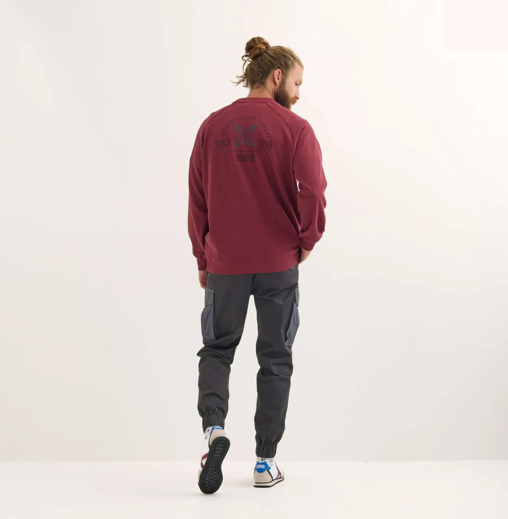 Sudadera MUNICH Bcn lifestyle hombre de algodón orgánico burdeos